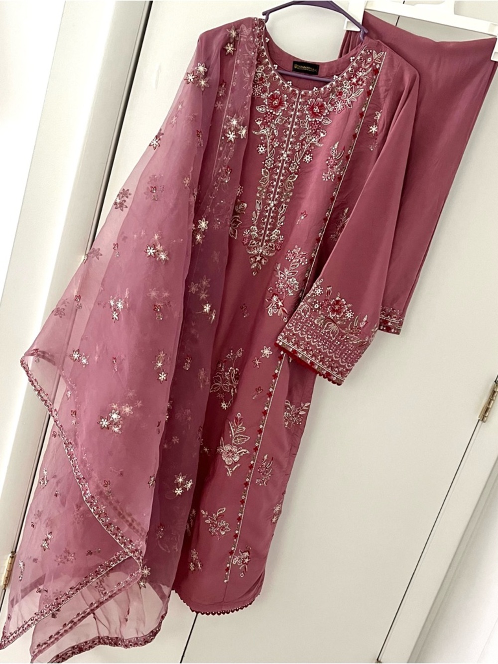 Embellished Mauve Pink Shalwar Kameez Set